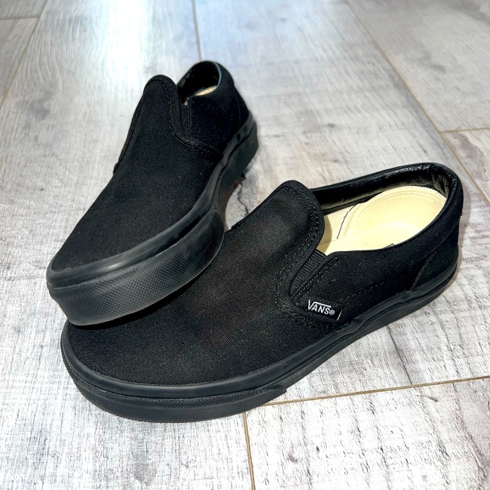 Classic Black Slip On Vans - Kids Size 2.5